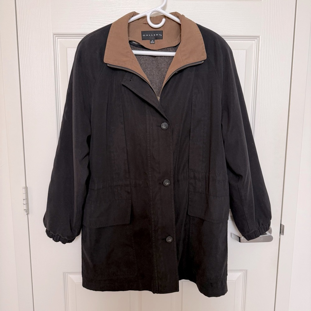 Gallery Black & Brown Removable Wool Blend Liner Barn Jacket Chore Coat